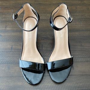 Black patten leather heels